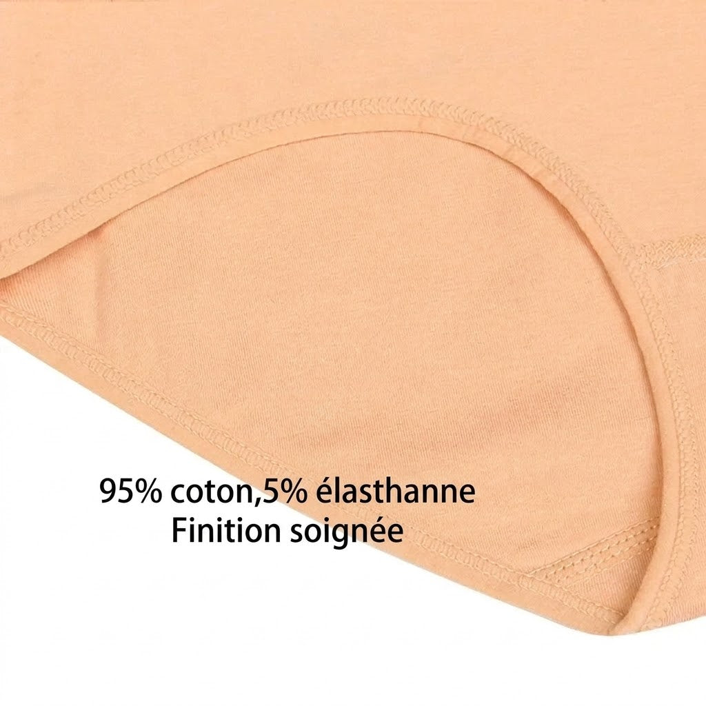 Lot de 4 Culottes Gainantes Taille Haute en Coton – Confort & Ventre Plat