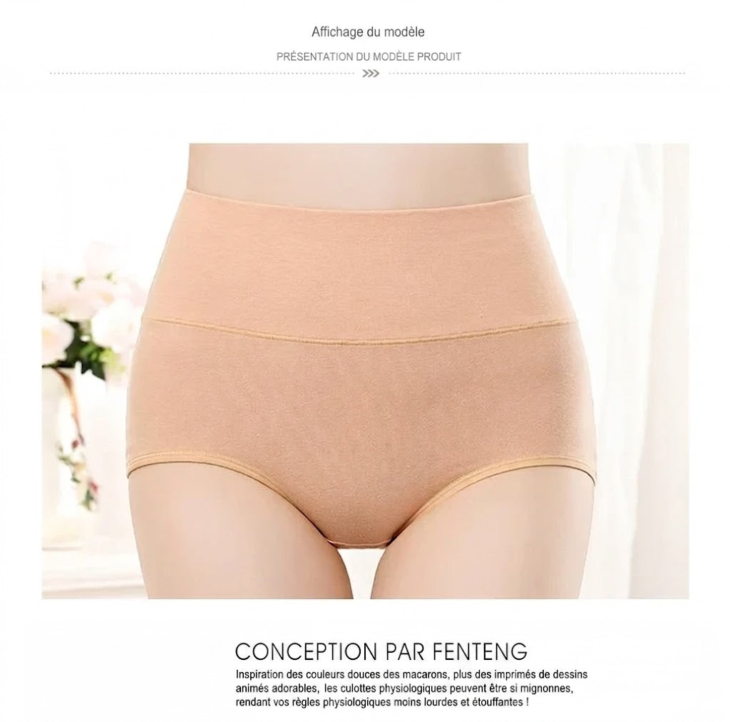 Lot de 4 Culottes Gainantes Taille Haute en Coton – Confort & Ventre Plat