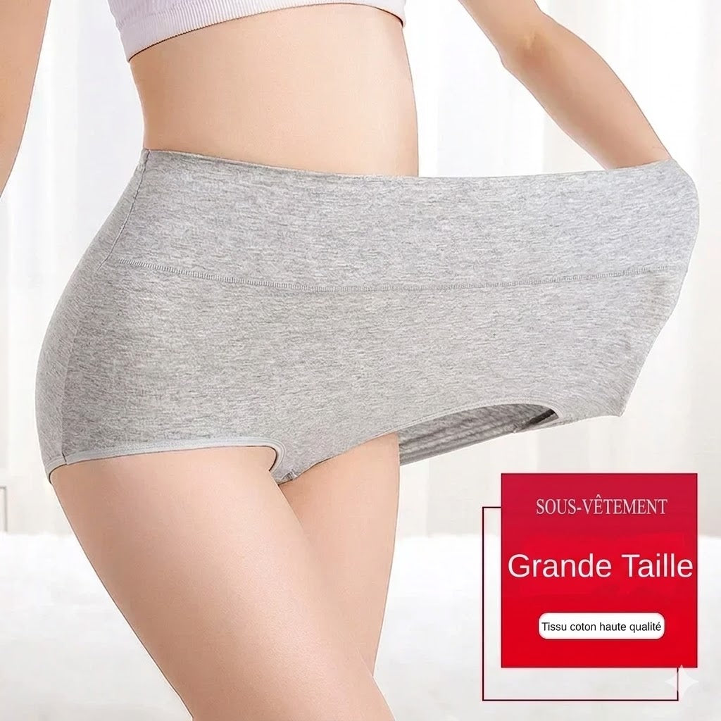 Lot de 4 Culottes Gainantes Taille Haute en Coton – Confort & Ventre Plat