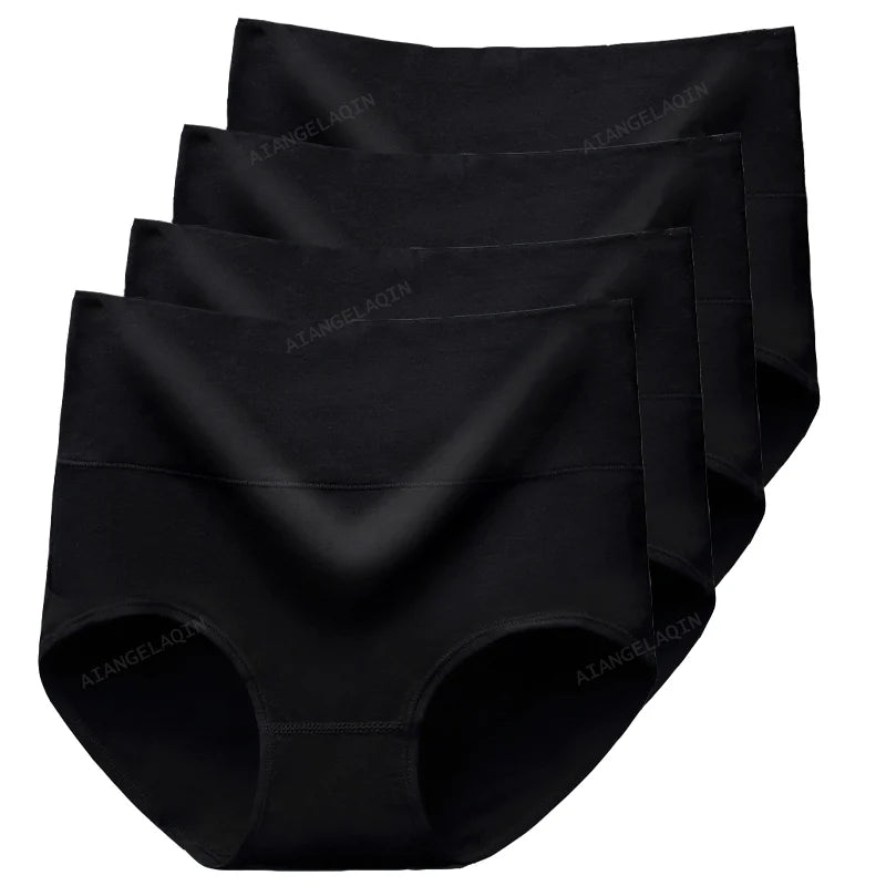Lot de 4 Culottes Gainantes Taille Haute en Coton – Confort & Ventre Plat