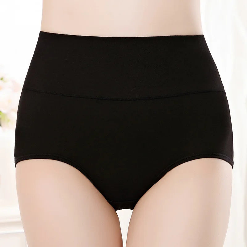 Lot de 4 Culottes Gainantes Taille Haute en Coton – Confort & Ventre Plat