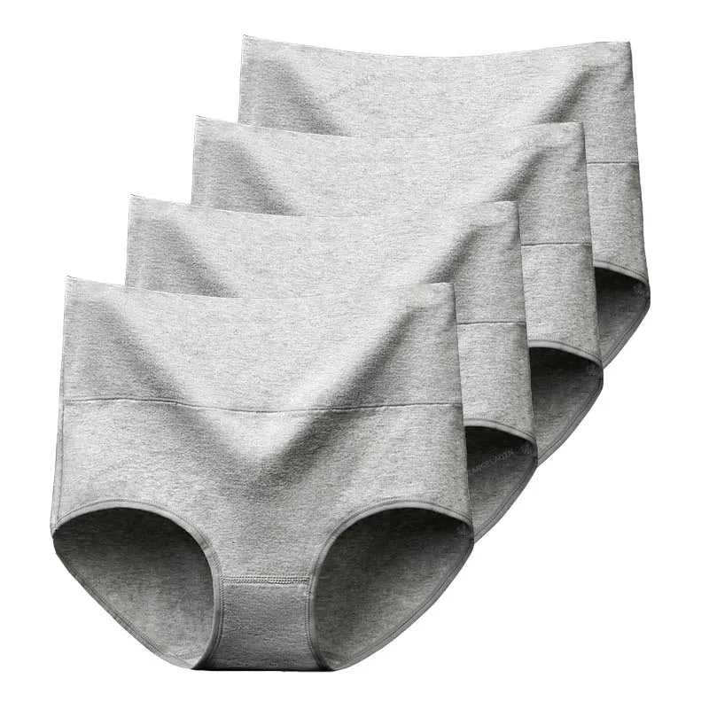 Lot de 4 Culottes Gainantes Taille Haute en Coton – Confort & Ventre Plat